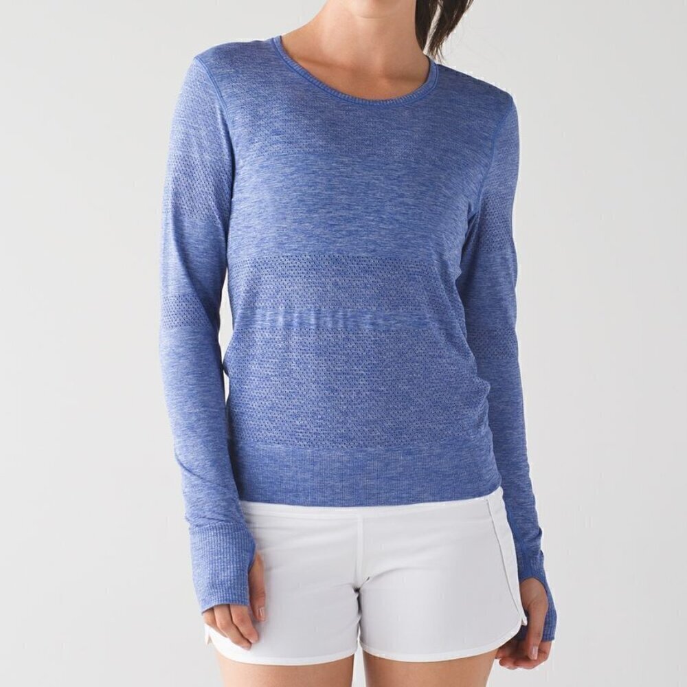 Lululemon Breeze By Long Sleeve II - 8 Heathered Sapphire Blue